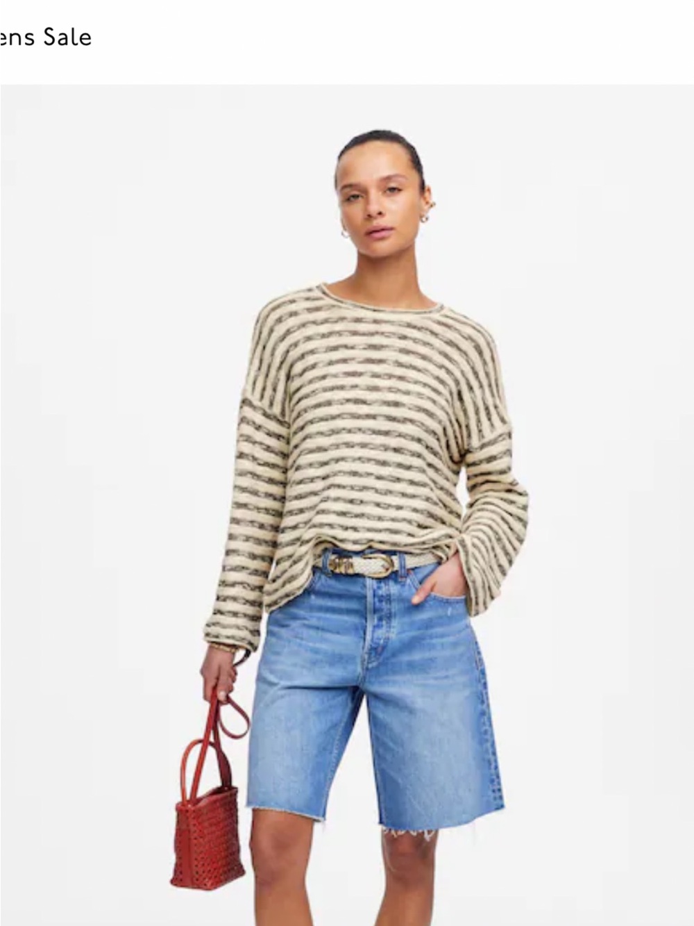 Madewell Striped Crewneck Sweater in Cream and Black